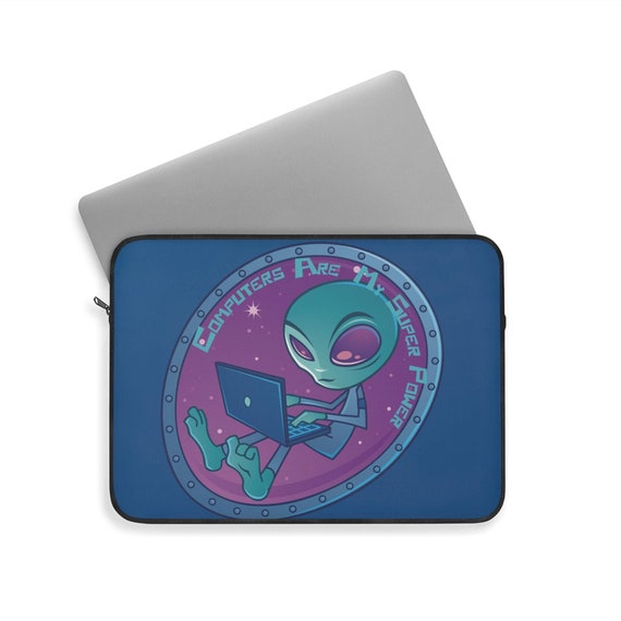 Alien Laptop Sleeve - Quirky Computer Case, Gifts for Tech Lovers, Cosmic Design, Unique Laptop Cover, Geeky Accessories