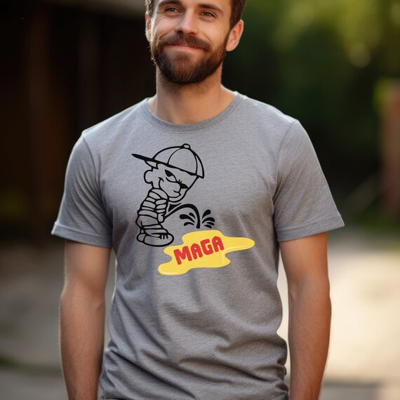 Anti Trump Shirt/Shirts That Go Hard-Anti MAGA Unisex Ultra Cotton Tee-American Psycho Piss On MAGA/Trump Leftist Tshirt Election 2024