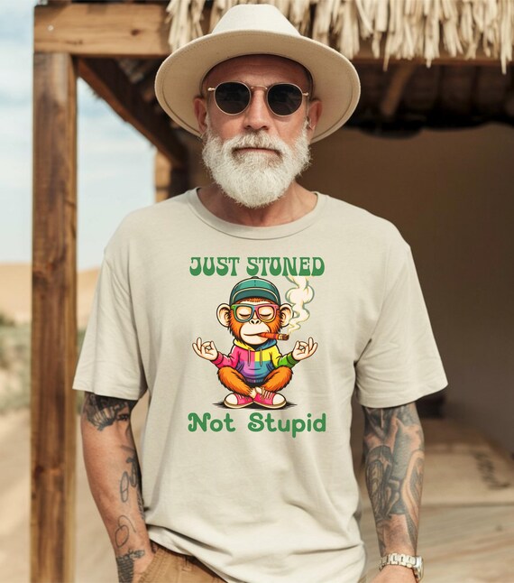 420 Just Stoned Not Stupid T-Shirt | Meditating Smoking Monkey