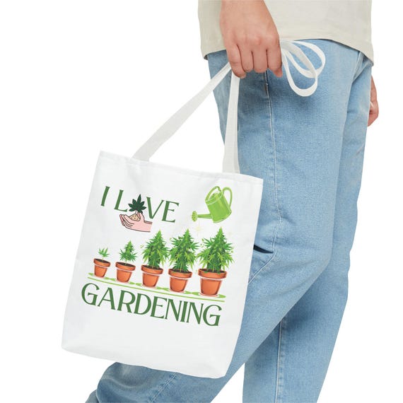 I Love Gardening Weed Grower Tote Bag - Perfect for Plant Lovers, Gardeners, Hippies, Stoners - Eco-Friendly Shopping Bag - Funny Tote Bag