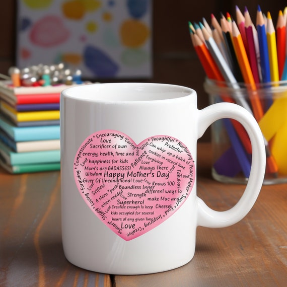 Surprise Mom with our Best Mom Ever Mug - Mom Gift From Kids - Heart Word Art - 1st Mothers Day - Daughter In Law Gift -11oz 15oz Ceramic