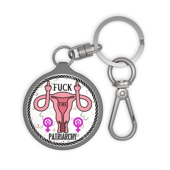 Middle Finger Burn The Patriarchy, Anti Trump Smash The Patriarchy Keyring Tag - Lock Him Up Keychain - Great Gift for Pro Roe