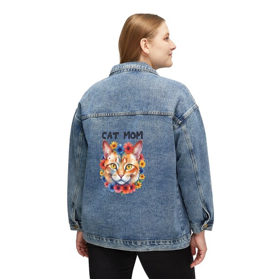 Women's Denim Cat Jacket -  Great Cat Themed Gift For Cat Moms On Mothers Day -  Any Cat Lover Would Love This Cat Art