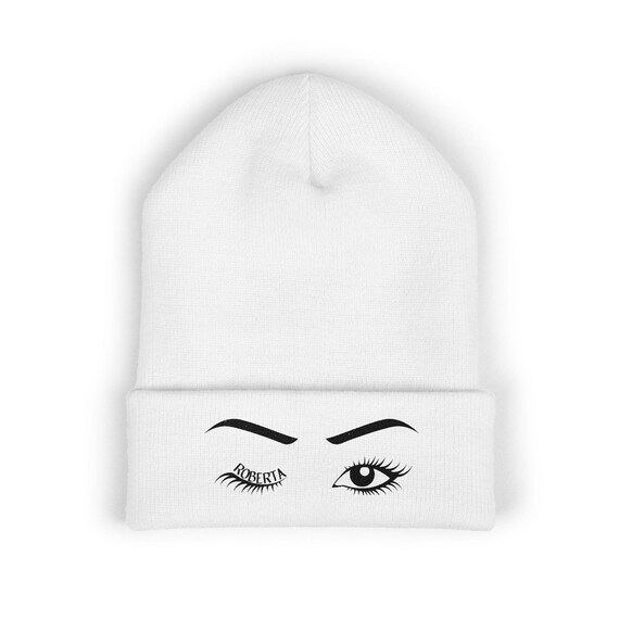 Stay Cozy with a Custom Embroidered Eyelashes Beanie - Cute Personalized Cuffed Skully Cap, Trendy Embroidered Beanie, Unique Gift!