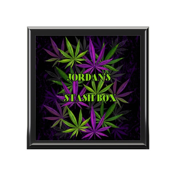 Personalized Weed Stash Box - Aesthetic Cannabis Stashbox - THC CBD Joint Storage -Choice of Three Different Colors