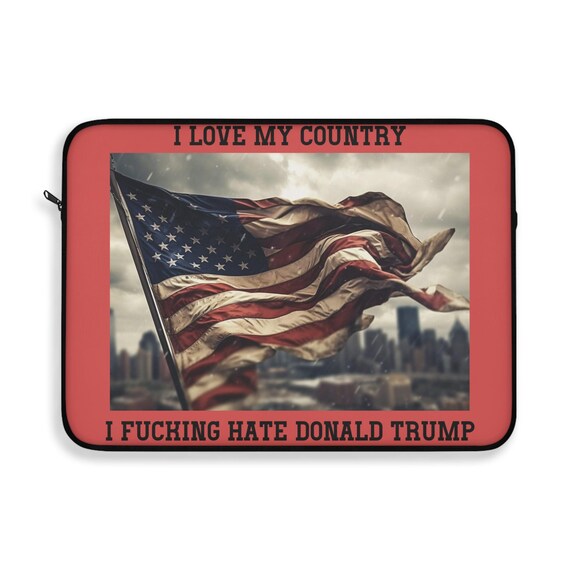 Anti Trump Laptop Sleeve Distressed American Flag | Bold Statement on Freedom, Perfect for Activists, Ideal for Students, Don't Blame Me