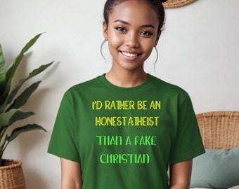 Atheist Anti Religion Anti Trump Shirt- Leftist Unisex Jersey Short Sleeve Tee - Vote Election 2024