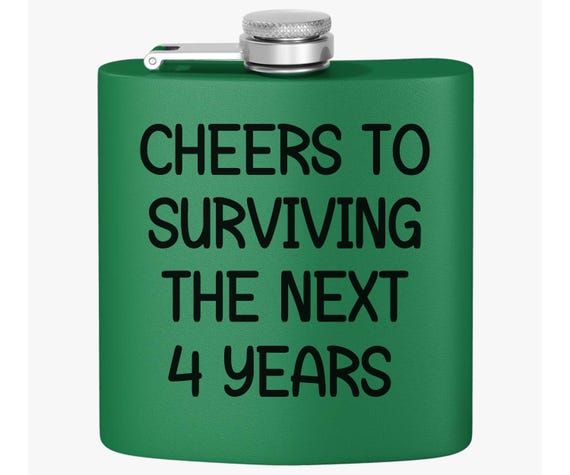 Trump Survival Stainless Steel Flask! Cheers to Surviving the Next 4 Years! Perfect for Graduation, Parties, Gifts, Adventure, Celebrations