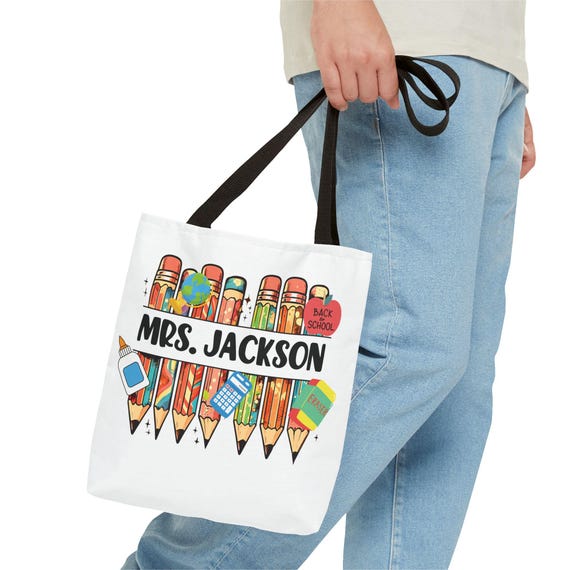 Custom Name Tote Bag for Teachers | Practical Back-to-School Gift, Eco-Friendly Carryall, Personalized Book Bag