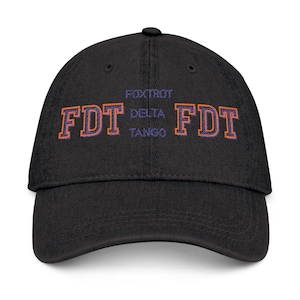 Gorra de béisbol vaquera FDT Foxtrot Delta Tango de tendencia: realza tu estilo urbano con esta gorra bordada, ideal para protestar.