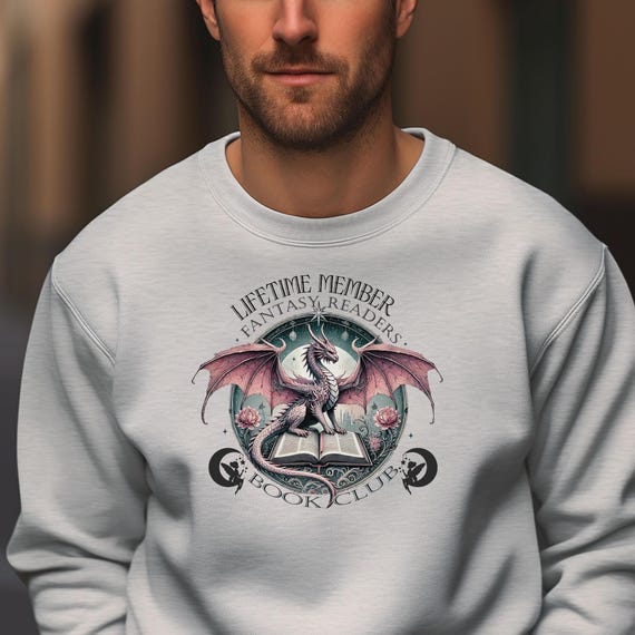 Fantasy Readers Dragon Sweatshirt | Cozy Book Club Gift, Unisex Crewneck for Readers, Fantasy Lover Apparel, Perfect for Book Festivals,