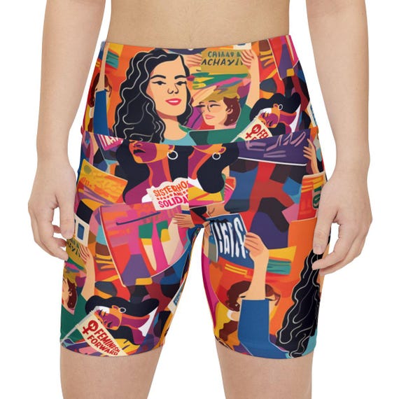 Women's Empowerment Workout Shorts (AOP) - See Ad For Matching Seamless Sports Bra - Women's Rights - Burn The Patriarchy