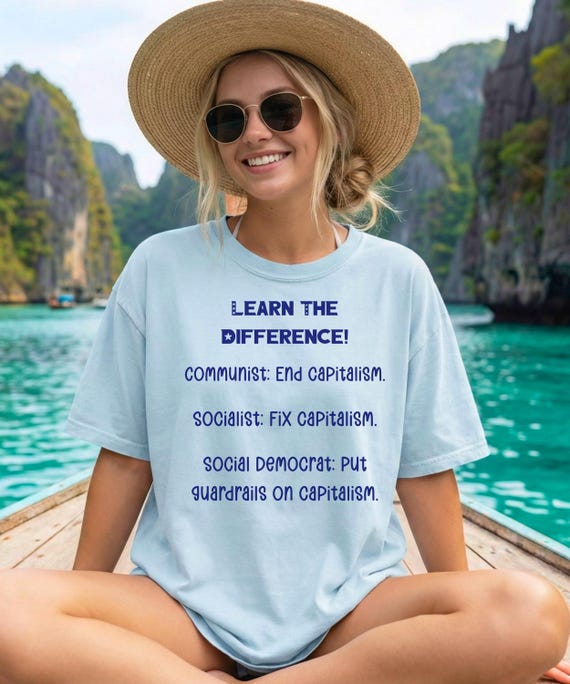 Cotton Unisex Political Comparison T-Shirt: 'Fix, End, Guardrails on Capitalism'