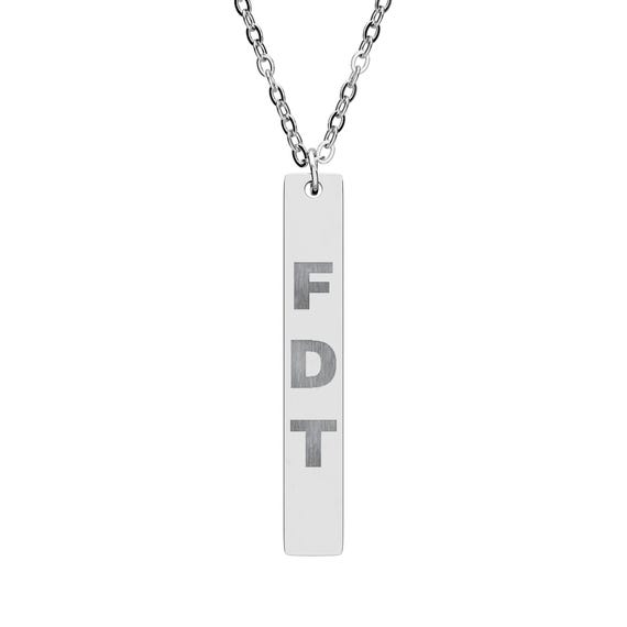 FDT Engraved Stainless Steel Vertical Bar Necklace, Political Jewelry