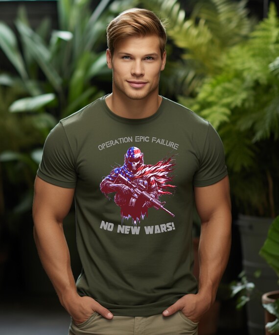 Operation Epic Failure No New Wars T-Shirt |  Skeleton Soldier With American Flag