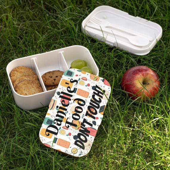 Personalized "Don't Touch" Food Pattern Bento Lunch Box | Custom Name Meal Box