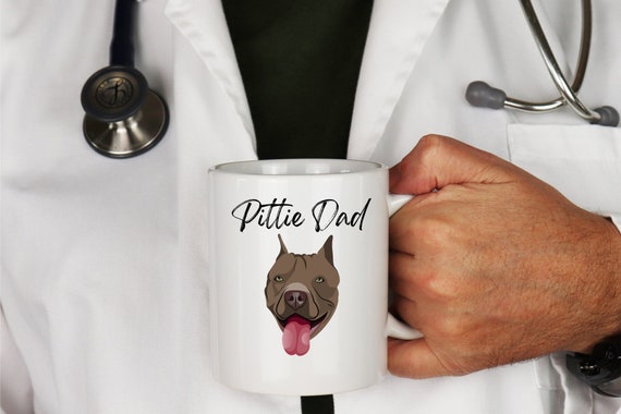 Pittie dad mug, dog lover coffee mug, pittie lover mug, dog owner drink cup, pit bull owner gift, white ceramic pittie mug, pitt coffee cup