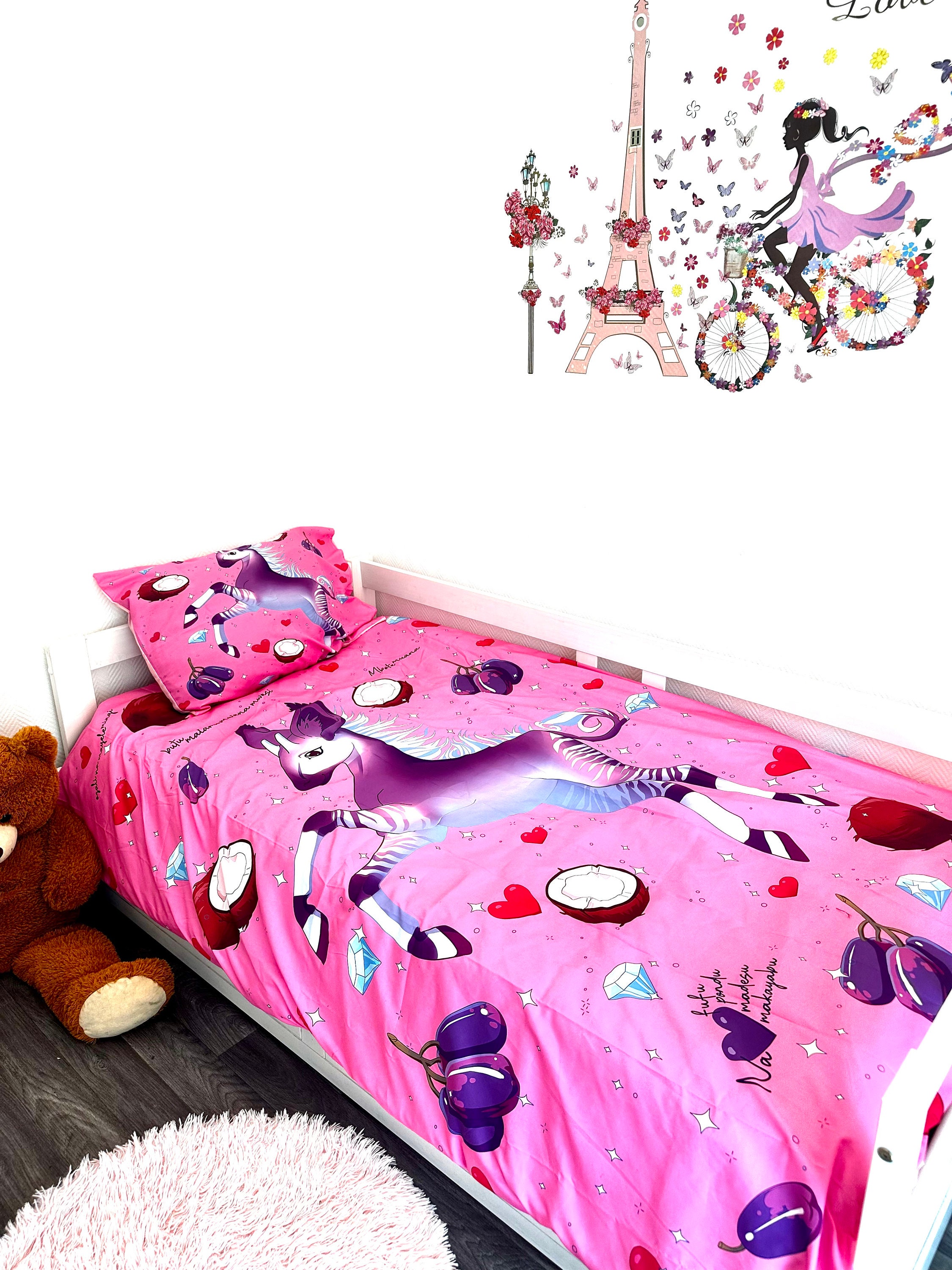 Housse Couette Clip Maison Drap de Lit Literie Couverture Boucles Doudou  Attache