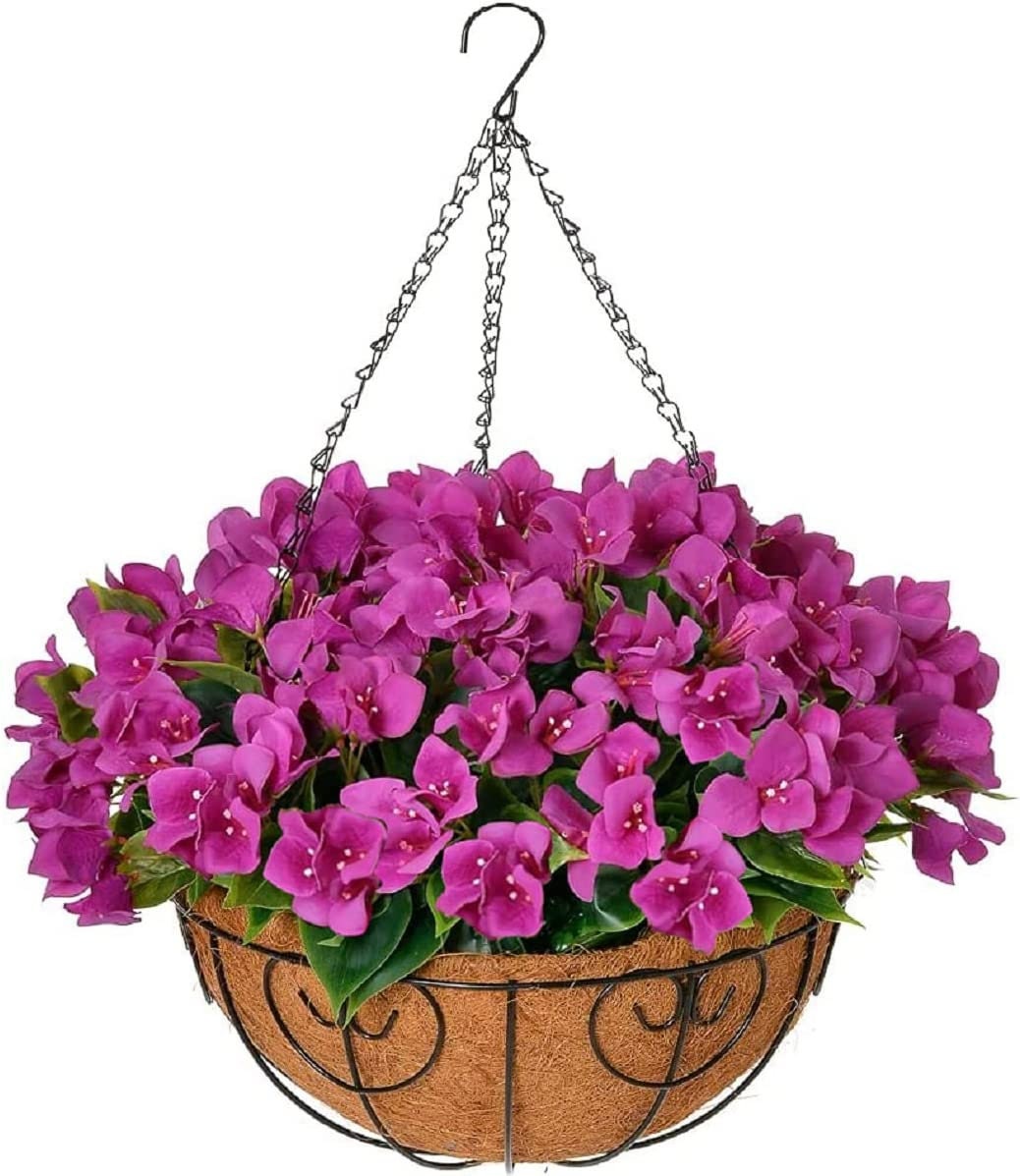 Artificial Flowers Hanging Basket Fake Silk Bougainvillea Etsy