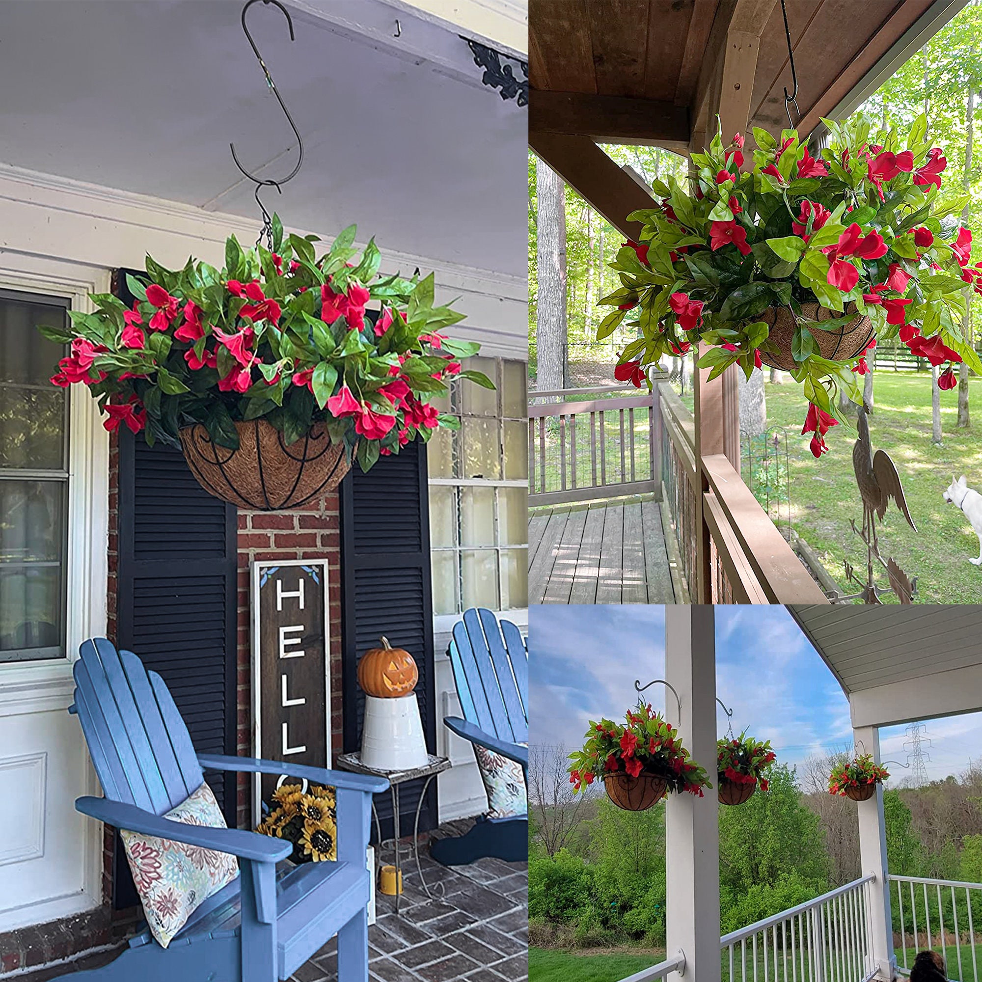 Artificial Flowers Hanging Basket for Outdoor Faux Silk Etsy