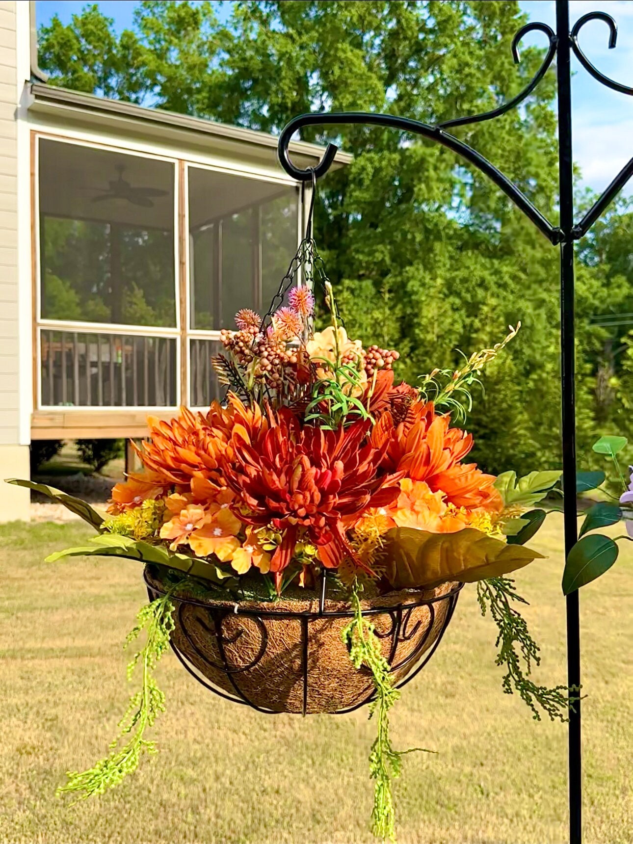 Artificial Hanging Silk Flowers Basket Fully Assembled Mix Etsy