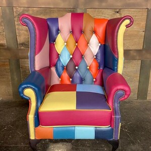 Multi coloured online wing back chair