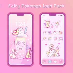 Niedliche Feen Typ iOS & Android App Icons | Startbildschirm Set | Mini-Widget | Hintergrundbilder | Icon-Pack | Kawaii | Ästhetisches Icon-Paket