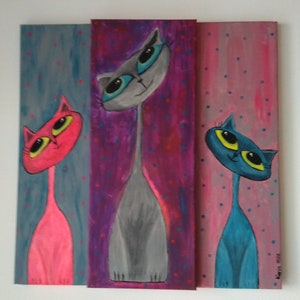 wall decoration, decoration, cats, picture, painting, canvas, acrylic, gift