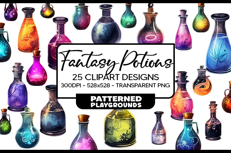 Potions Definations Fantasy Potions Clipart Bundle 25 Png Transparent Images - Etsy UK
