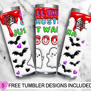 3D Inflated Halloween Tumbler Wrap, 3D Tumbler Design Halloween PNG, Skinny Sublimation Horror Tumbler Spooky Season Tumbler Wrap Design PNG