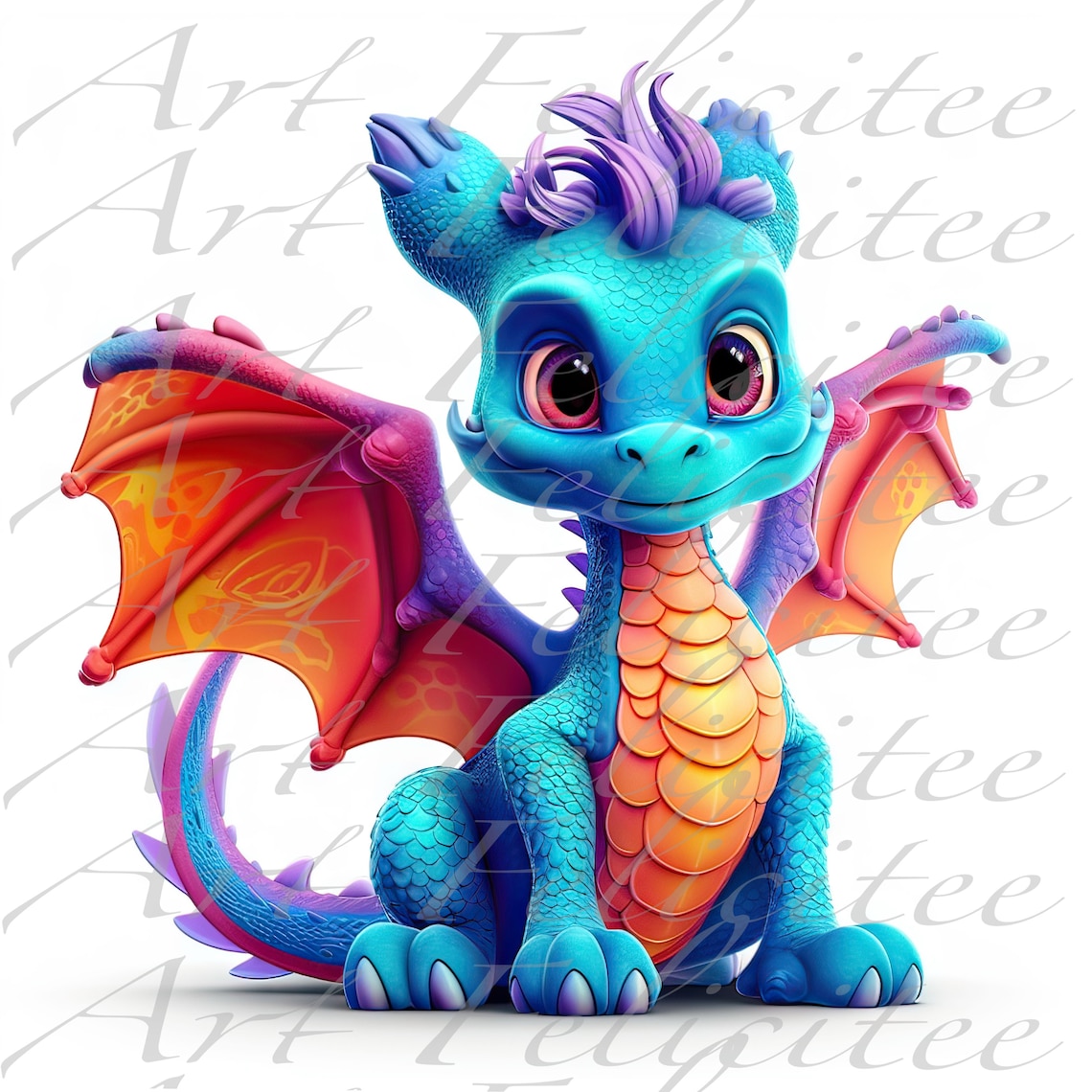 10pc Dragons Clipart Flying Dragon PNG Cute Dragon Fantasy - Etsy