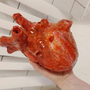 A monster&#39;s heart, Hand crafted oversized human heart, Giant heart, Big hand painted heart, Anatomical heart, Heart sculpture, Horror art