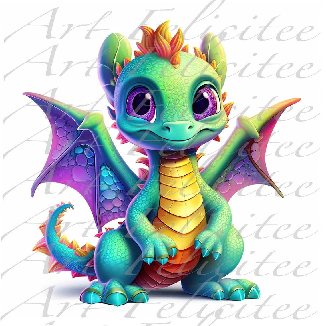 10pc Dragons Clipart Flying Dragon PNG Cute Dragon Fantasy - Etsy