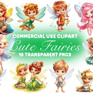 10 Forest Fairy Clipart, Magical Fairies Clipart PNG, Garden fairies clipart, Digital download, Scrap Booking, Fantasy Fairy, Pixie Clipart