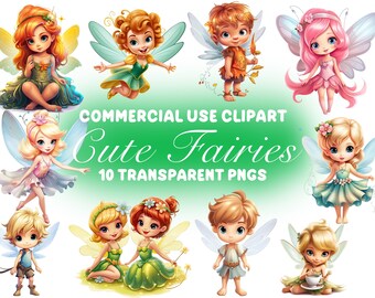 Forest Fairy Clipart, Magical Garden Fairies PNG (Digital Download)