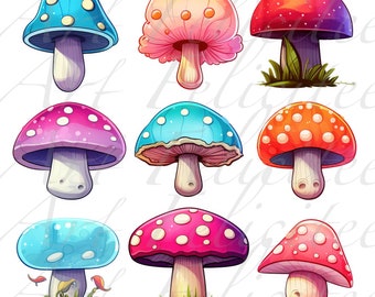 100+ Mushrooms Clipart Bundle, Transparent Clipart PNG, Fungi Clipart, Clipart Mushrooms png, Magic Mushrooms, Instant Digital Download PNG