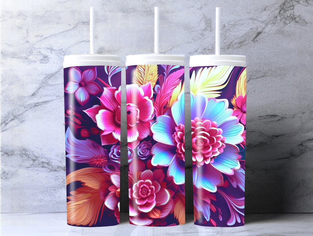 3D Flower Tumbler Wrap 20oz Skinny Tumbler Wrap Design 30 Oz Etsy