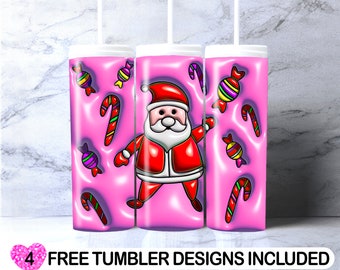 3D opgeblazen kerst Tumbler Wrap 20 oz Skinny Tumbler, Santa Claus Tumbler Sublimatie Design, Christmas Wrap Design, Instant Download PNG