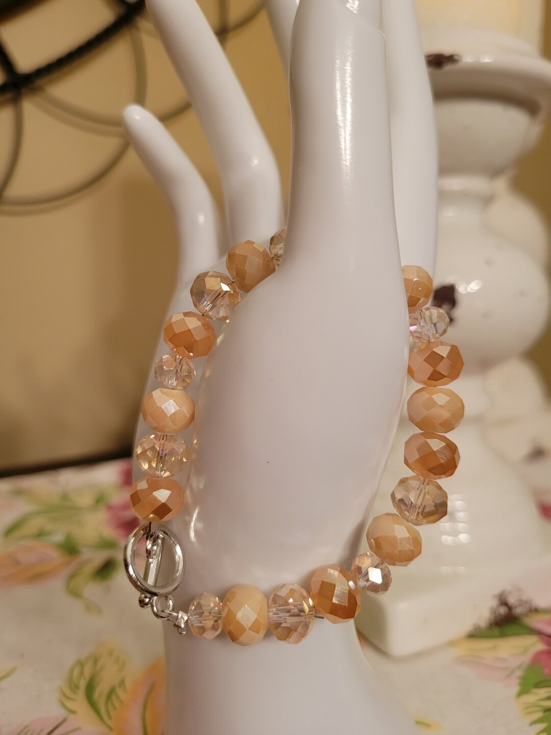 Glass Faceted Bead Fashion Bracelet Etsy