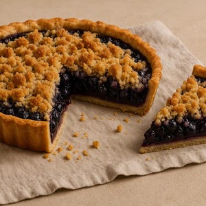 Blueberry crumble tart recipe PDF | Printable tart dessert | Summer berry pie download | Easy digital recipe for bakers| Crumble topping pie