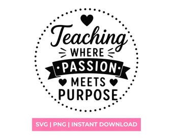 Teaching Where Passion Meets Purpose SVG, Teacher Appreciation Shirt Design