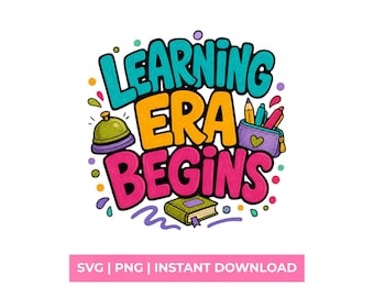 Leertijdperk begint: retro leraar shirtontwerp png-stijl: terug naar school sublimatieafbeelding