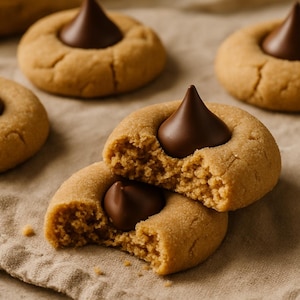Peanut butter blossoms recipe PDF | Classic holiday cookie | Chocolate kiss center | Easy printable recipe | Instant download