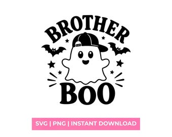 Bruder Boo SVG, Halloween Bruder passendes Shirt, Ghost Boy PNG, Cricut