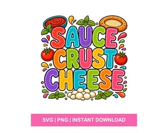 Diseño de camiseta retro de pizza con salsa y queso SVG PNG, divertido gráfico para sublimación para amantes de la comida.