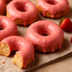 Strawberry Frosted Donuts Recipe PDF | Baked Donuts with Pink Glaze | Easy Breakfast Treat | Printable Dessert Recipe | Instant Download