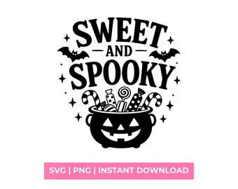 Sweet and Spooky SVG, Halloween Candy Shirt Design, Cauldron PNG, Cricut