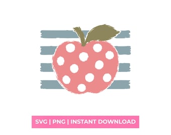 Polka Dot Apple SVG Retro Teacher Shirt Design School Sublimation PNG