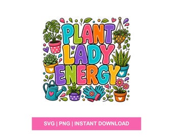 Diseño de camiseta retro de jardinería con temática de energía de mujer planta PNG para sublimación