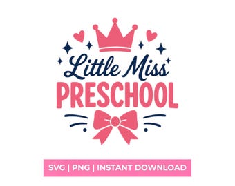 リトルミス幼稚園SVG 初登校シャツデザイン プリンセスリボンPNG
